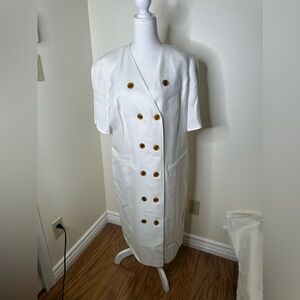 Vintage "Fink Modell" 80's, statement shoulder, Button Dress, pockets Size 44